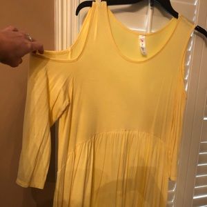 Yellow cold shoulder long top